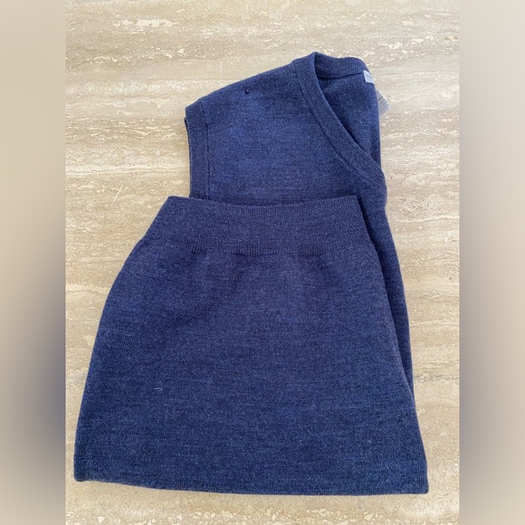 Blue Mens Vest size L Grandpa core V neck cashmere wool sweater worn twice EUC - Picture 6 of 10